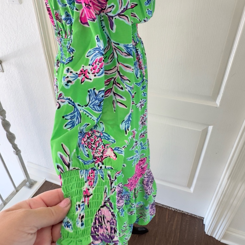 Lilly Pulitzer Cristiana Stretch Midi Dress Gecko Green Brewsters Blooms Sz 00 - Picture 12 of 16